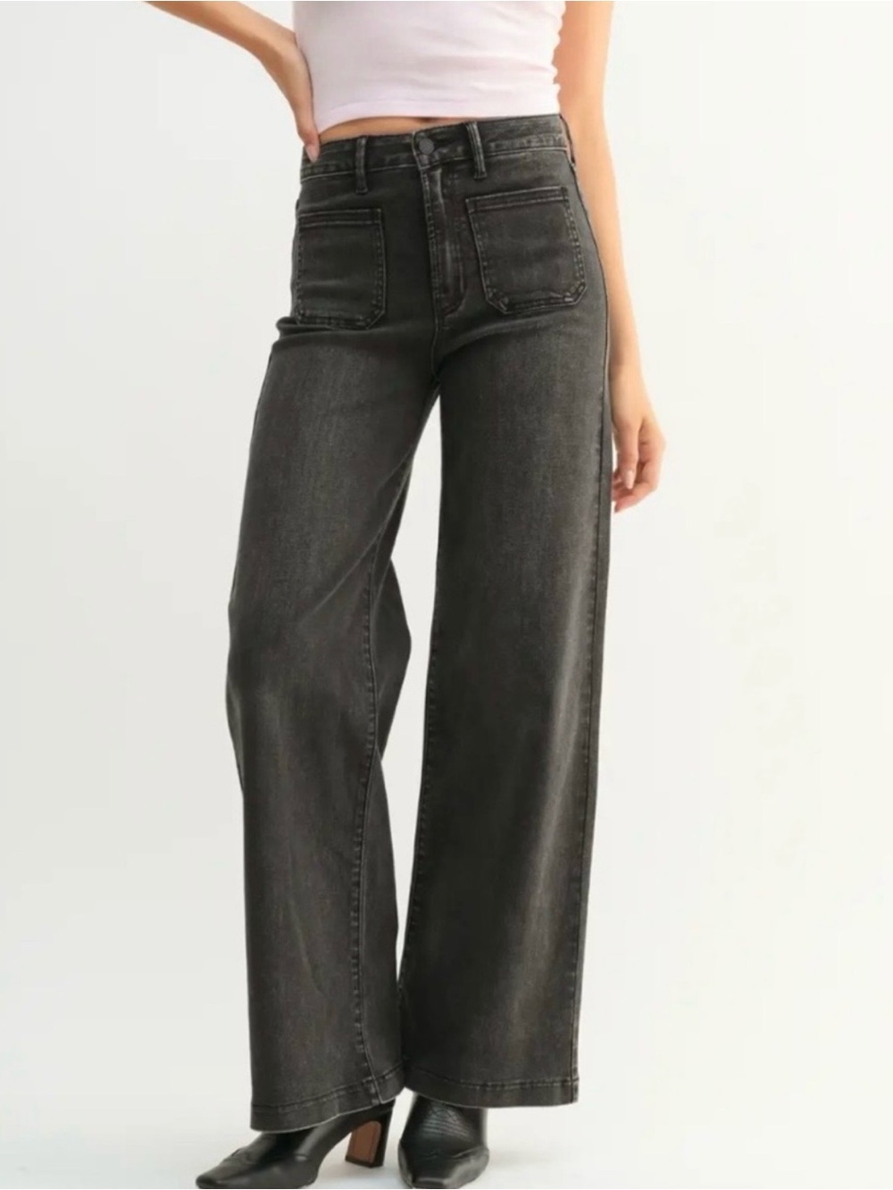 JBD Black Wide Leg Denim Jeans Size 29